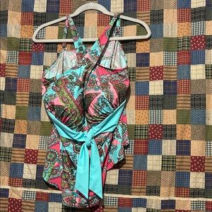 Always 4 Me teal & pink tankini Size 22W NWOT
